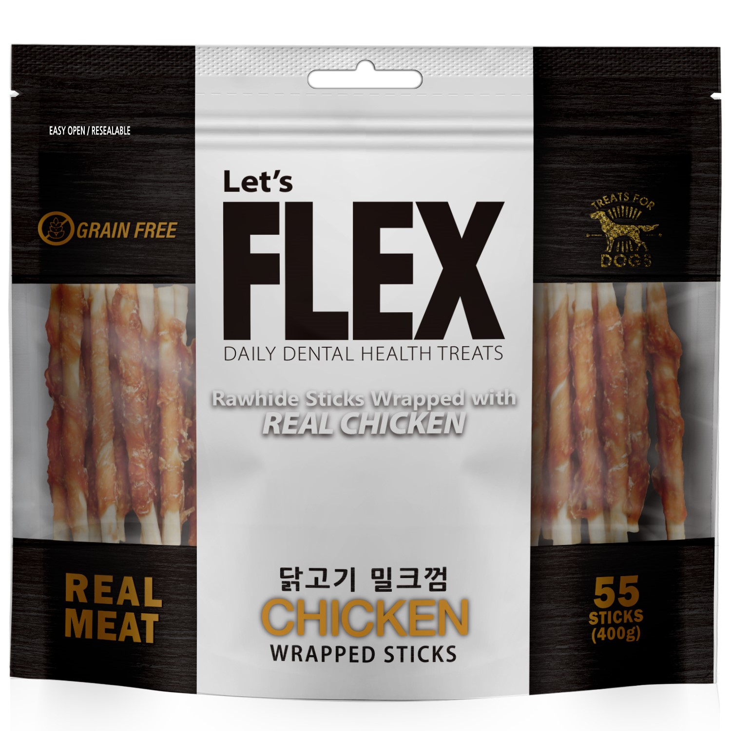 플렉스 밀크껌 대용량 강아지 간식 닭고기, 400g, 1개 - 상세 이미지 2