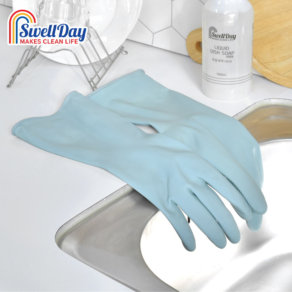 [2+2] 스웰데이 천연라텍스 고무장갑(M) 총 4켤레 컬러혼합 주방 김장 설거지 장갑