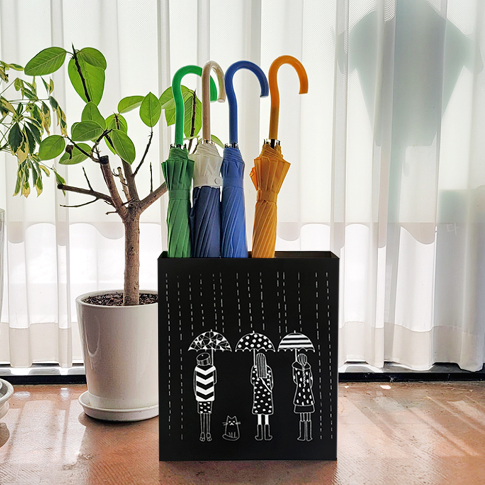 심플 모던 일러스트 철제 우산꽂이 업소용 카페 사무실 현관 인테리어 블랙
