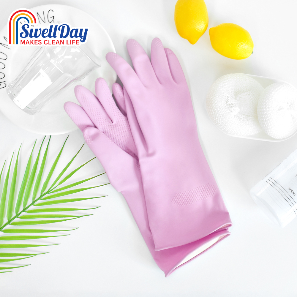 [2+2] 스웰데이 천연라텍스 고무장갑(M) 총 4켤레 컬러혼합 주방 김장 설거지 장갑