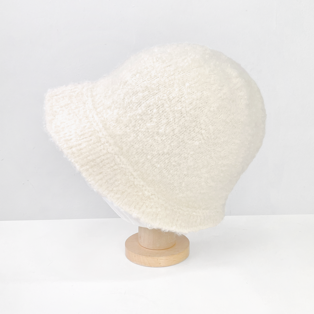 빔 뽀글이 양털 여성 겨울 알파카 니트 벙거지 모자 숏 버킷햇