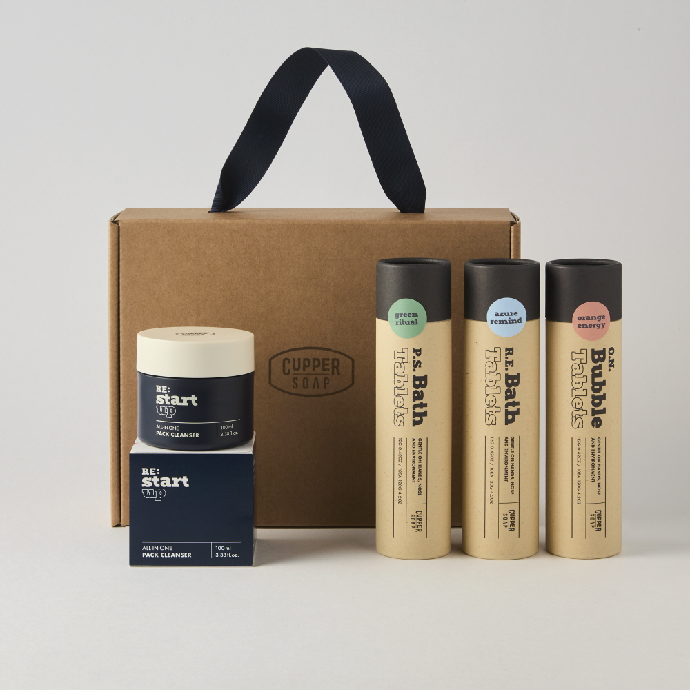 커퍼솝 리스타트업 올인원 팩 클렌저 & 타블렛 배쓰밤 버블바 탄산 거품 입욕제 3종(선물 세트)