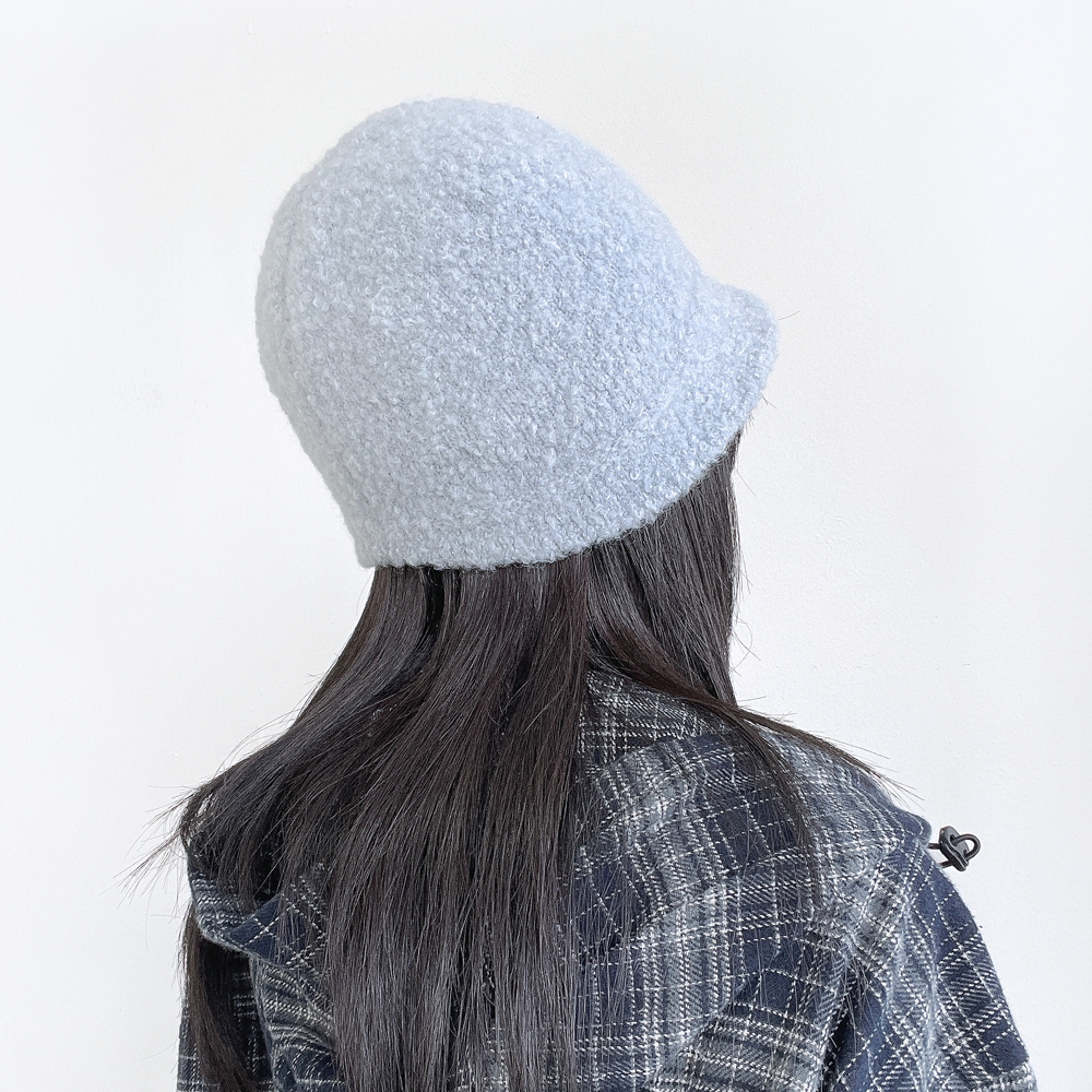 빔 뽀글이 양털 여성 겨울 알파카 니트 벙거지 모자 숏 버킷햇