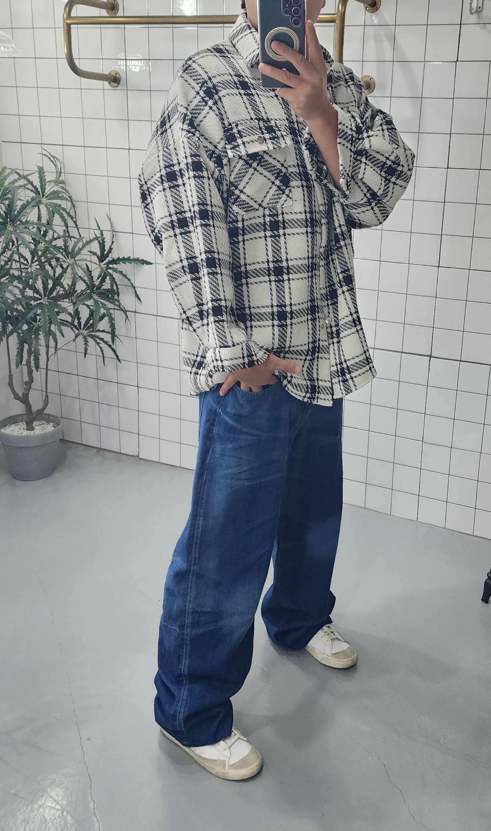 (무배) 빈티지 고리 롤업 루즈핏 청 바지 - 상세 이미지 5
