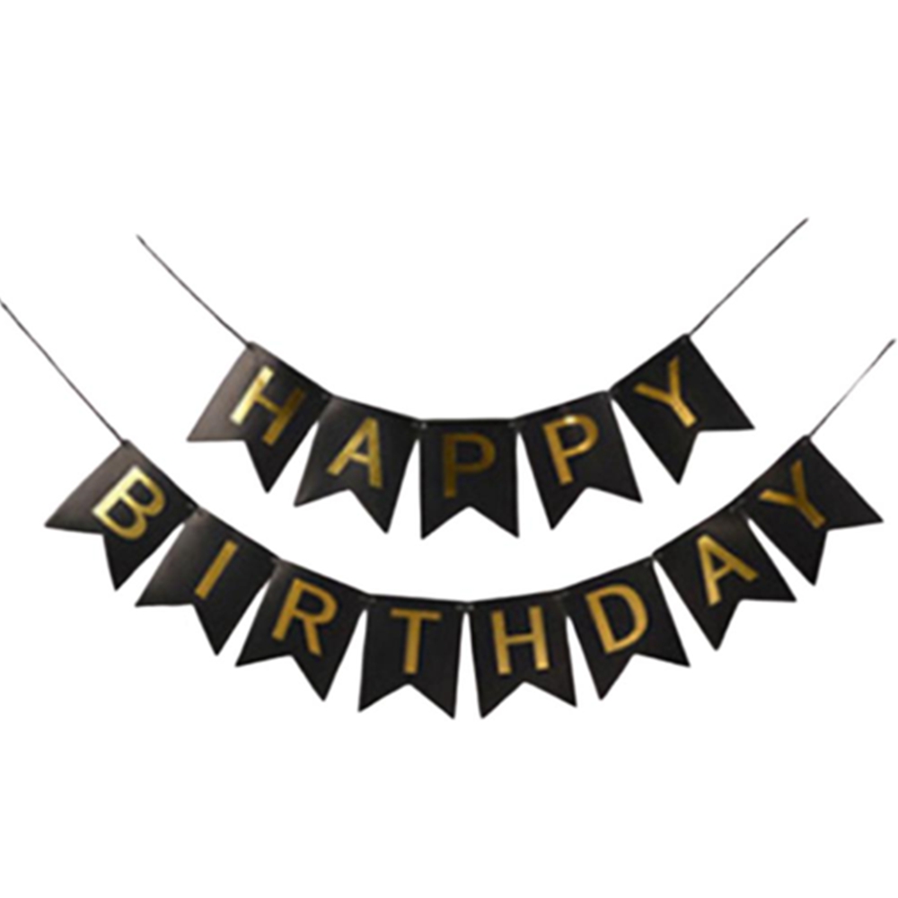 리본 생일축하 레터 배너 크라프트지 DIY조립 끈 블랙