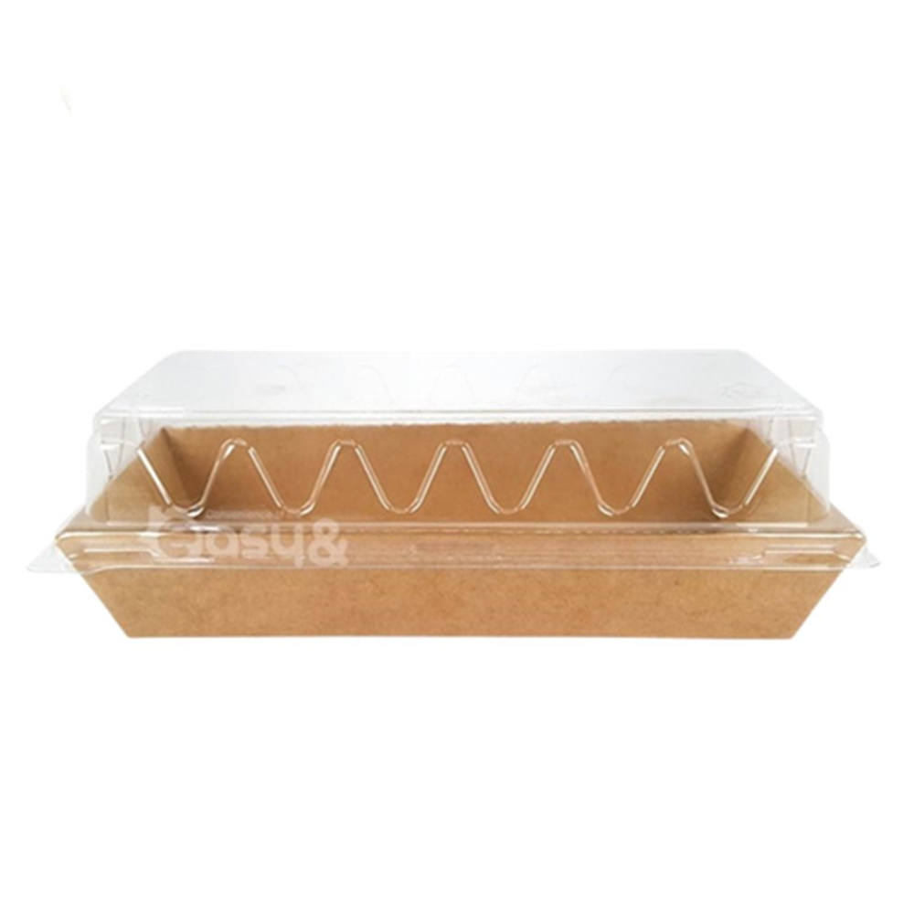 두꺼운 크라프트 종이용기 런치케이스 PET뚜껑 테이크아웃