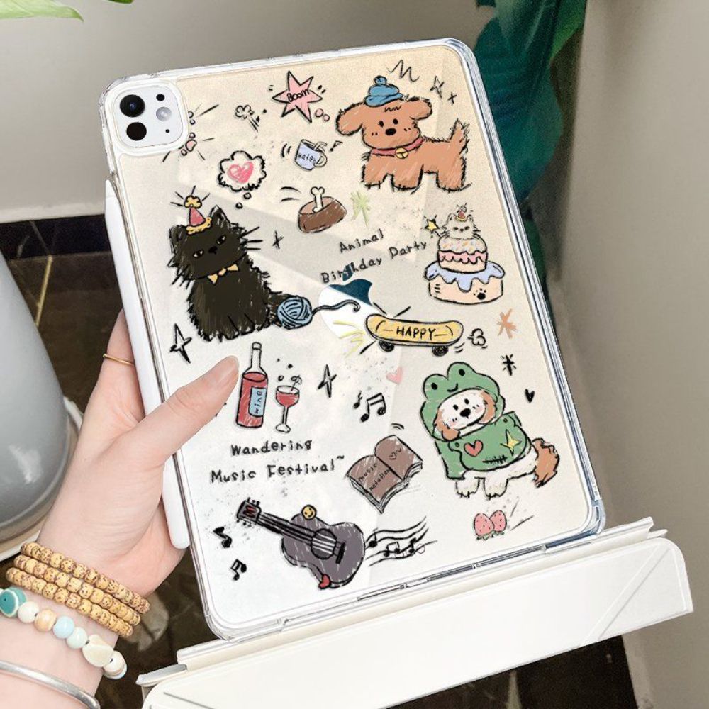 ipad 보호 케이스 3Y 접이식 air6 pro2024 Apple 태블릿에 적합 10 아크릴 9 벤딩 방지 5 펜 슬롯 없음 mini7 크림 디저트 1 아이패드 에어6(11인치) - 상세 이미지 2