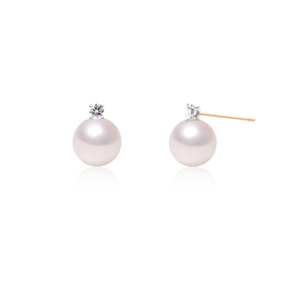 노블 다이아 세팅 14K 진주 귀걸이,18K 아코야 해수 진주귀걸이 AAA+