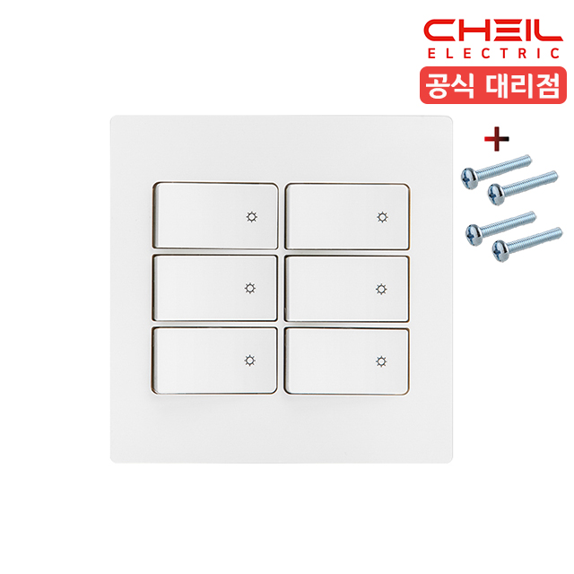 제일 디노 스위치 중6구 전등 거실 교체 화이트 D-INNO 커버 - 메인 이미지