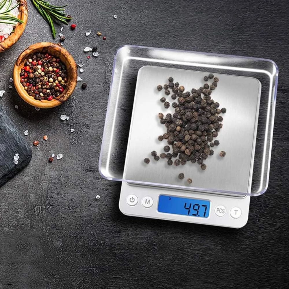 소형 디지털 식품 체중계 다기능 주방 정확한 무게 측정 LCD 디스플레이 0.1g 0.01g 2kg 3kg 500g 500g : 샵칠칠