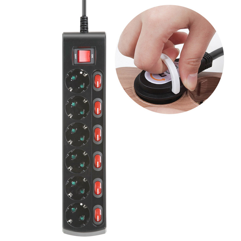 러그박스 개별 납작 멀티탭 이지쿡 플러그 콘센트 3500W 고용량 1.5m, 6구, 1개