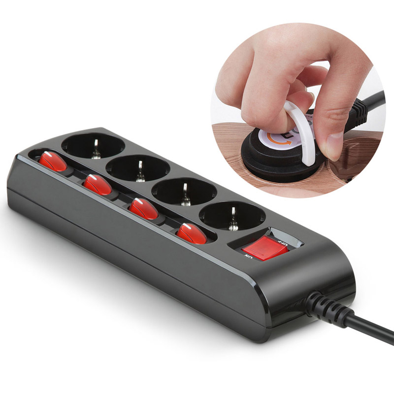 러그박스 개별 납작 멀티탭 이지쿡 플러그 콘센트 3500W 고용량 3m, 4구, 1개