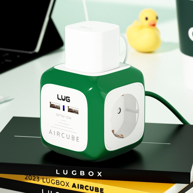 러그박스 4구+USB2구 에어큐브 납작멀티탭 5m 그린/고용량 3500W 플러그 콘센트 - 상세 이미지 2