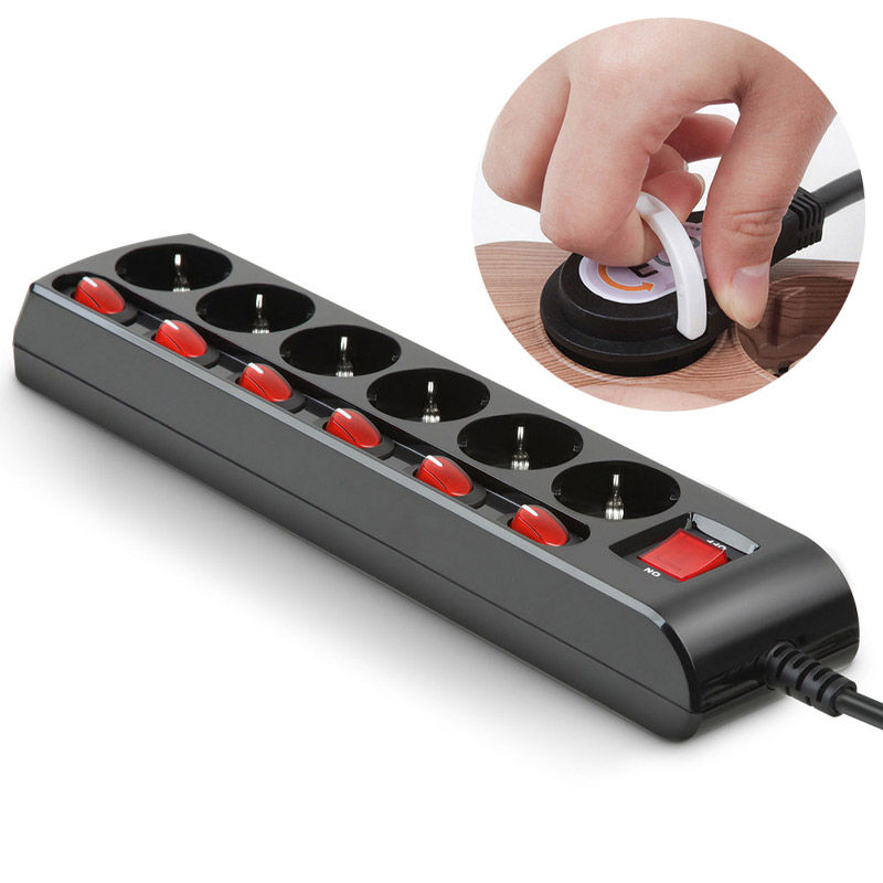 러그박스 개별 납작 멀티탭 이지쿡 플러그 콘센트 3500W 고용량 1.5m, 6구, 1개