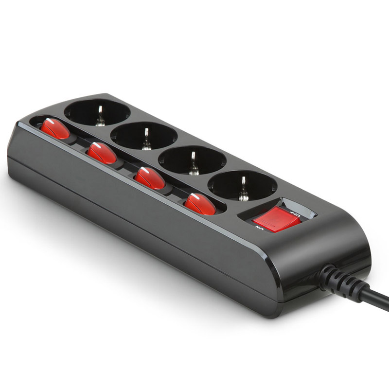 러그박스 개별 납작 멀티탭 이지쿡 플러그 콘센트 3500W 고용량 3m, 4구, 1개