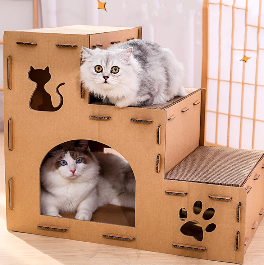 고양이 장난감 스크래쳐 계단 캣 타워 골판지 냥이 - 상품 이미지