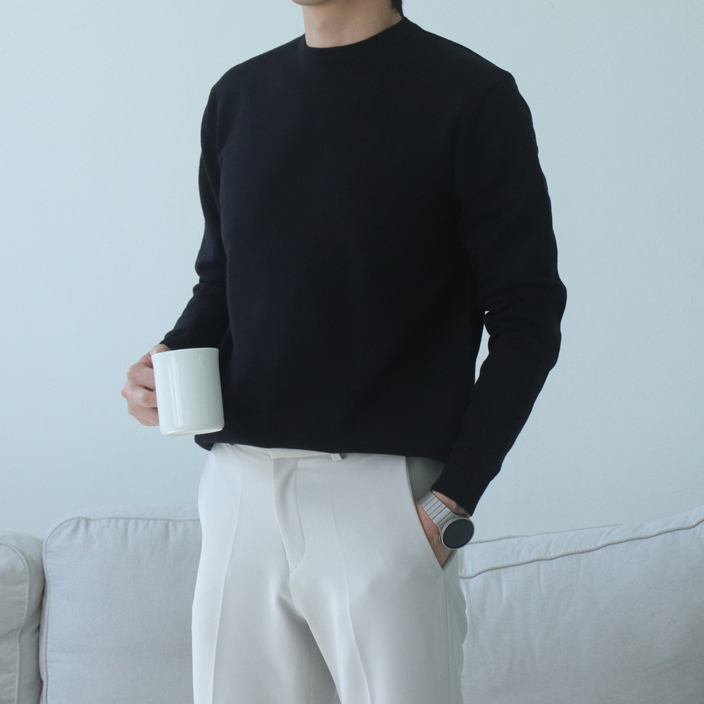 남자 니트 오버핏 비스코스 정장 니트 남자 스웨터 - 상세 이미지 2