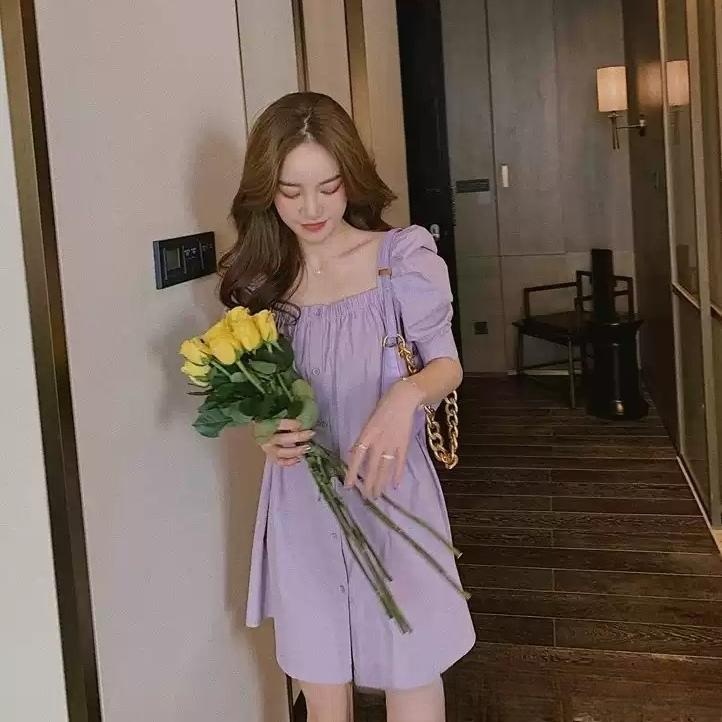 결혼하자 맹꽁아 9화 박하나 원피스 퍼플 맹공희 슬리브 프릴 의상 옷 패션 - 상품 이미지