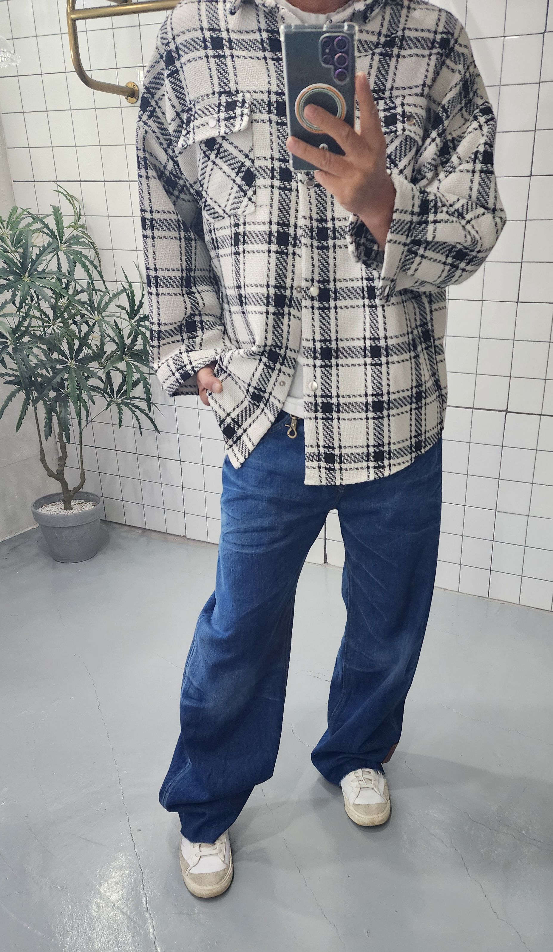 (무배) 빈티지 고리 롤업 루즈핏 청 바지 - 상세 이미지 3
