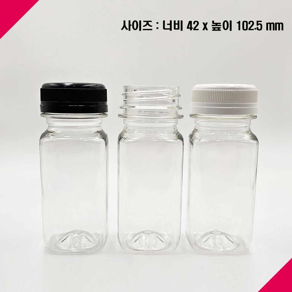 [보틀스] 100미리 사각 미니 음료 페트병 38파이 플라스틱병 100ml 주스병 공병 - 상세 이미지 5