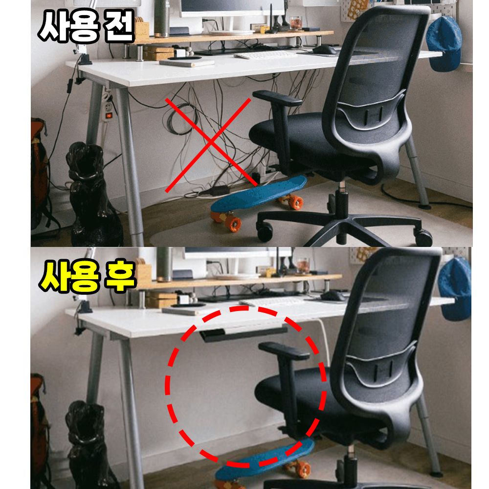 무타공 멀티탭 거치대 정리함 책상 컴퓨터 선정리 콘센트 전선 보관함 케이스 선반 중형 이미지 2