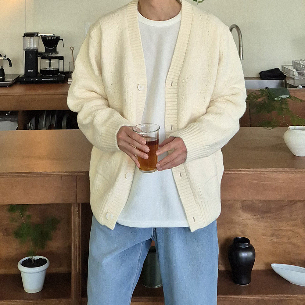 남자가디건 오버핏 꽈배기 빅사이즈 남자니트가디건