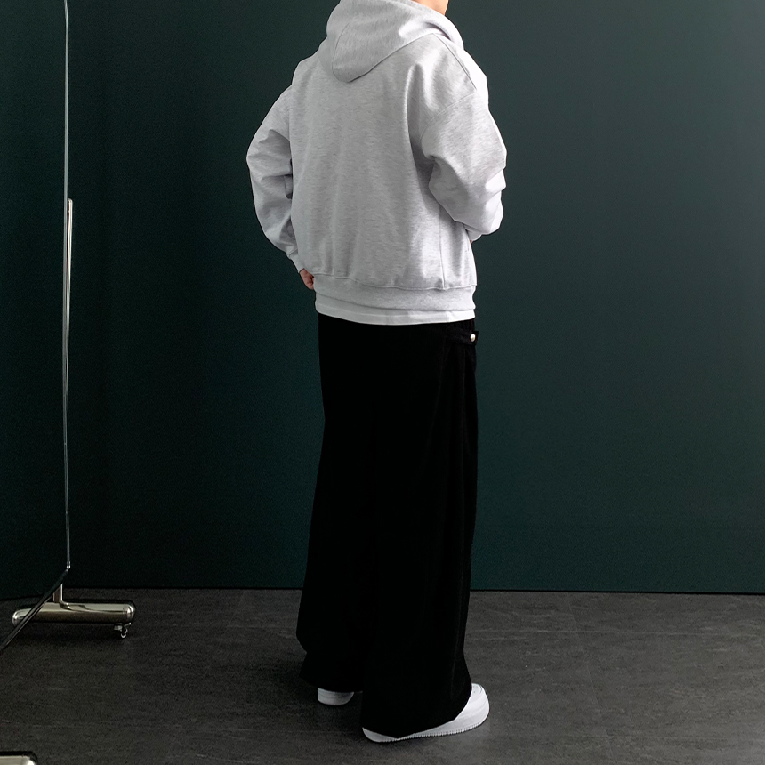 남자 오버핏 투웨이후드집업 회색후드집업 - 상세 이미지 3