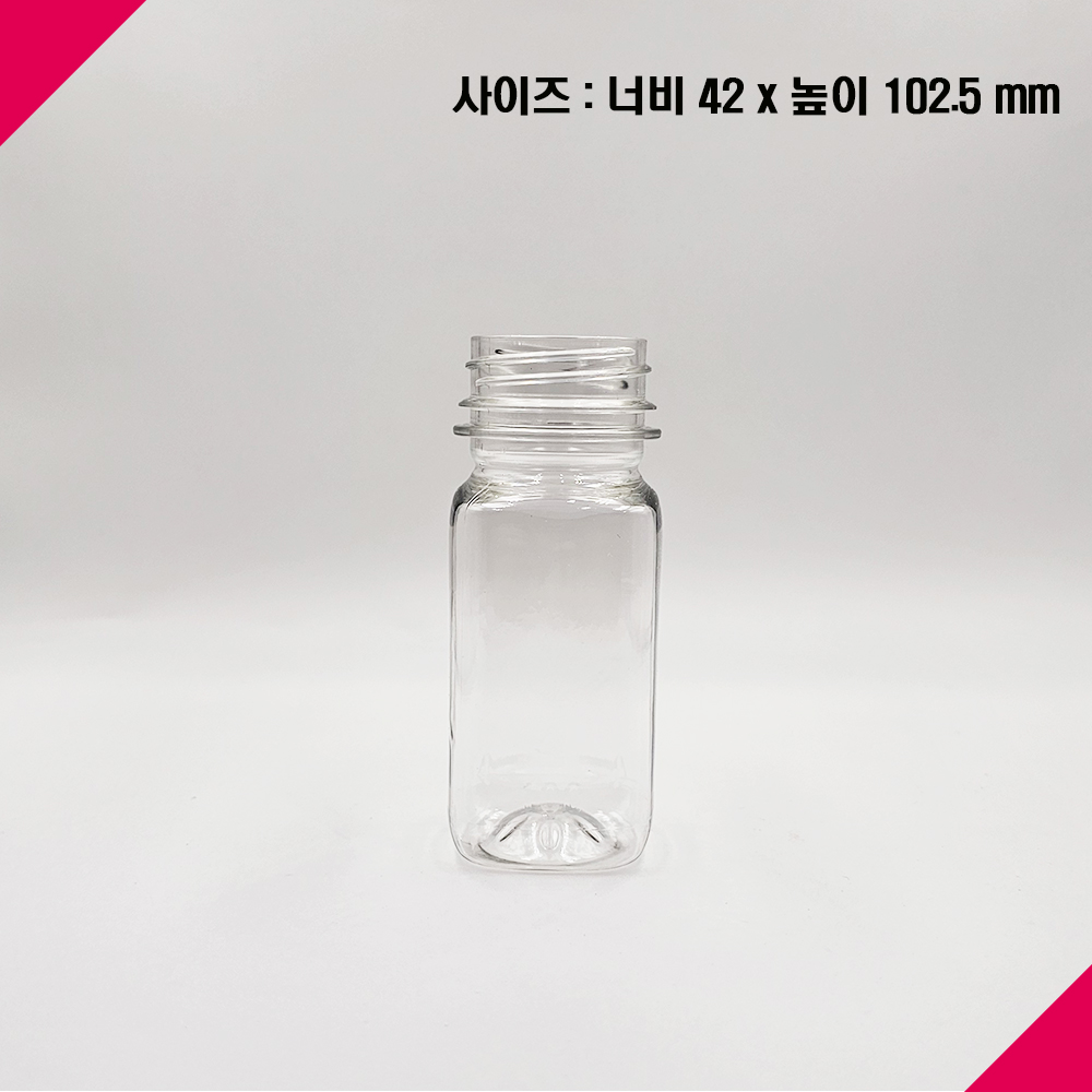 [보틀스] 100미리 사각 미니 음료 페트병 38파이 플라스틱병 100ml 주스병 공병 - 상세 이미지 2