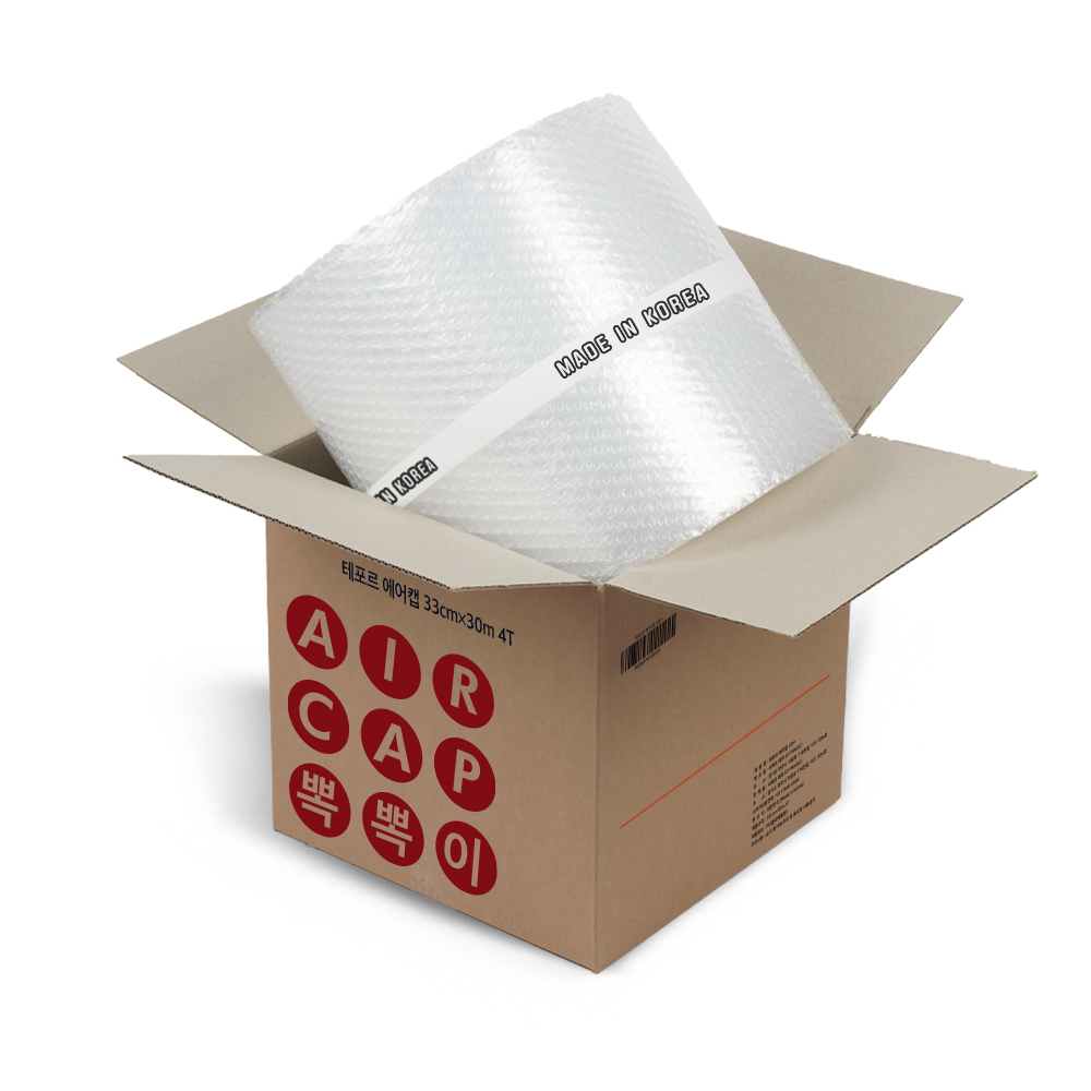 30m 국내생산 두꺼운 뽁뽁이 포장용 에어캡 완충 롤 창문 단열 테포르