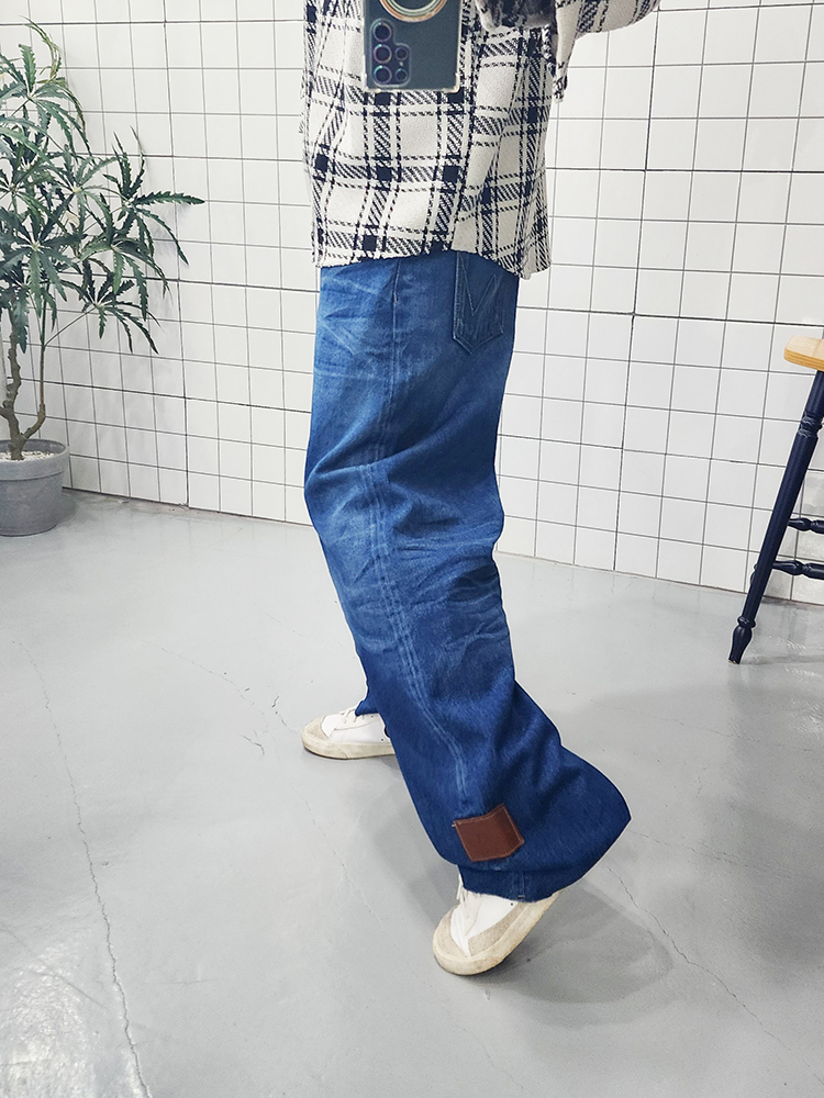 (무배) 빈티지 고리 롤업 루즈핏 청 바지 - 상품 이미지