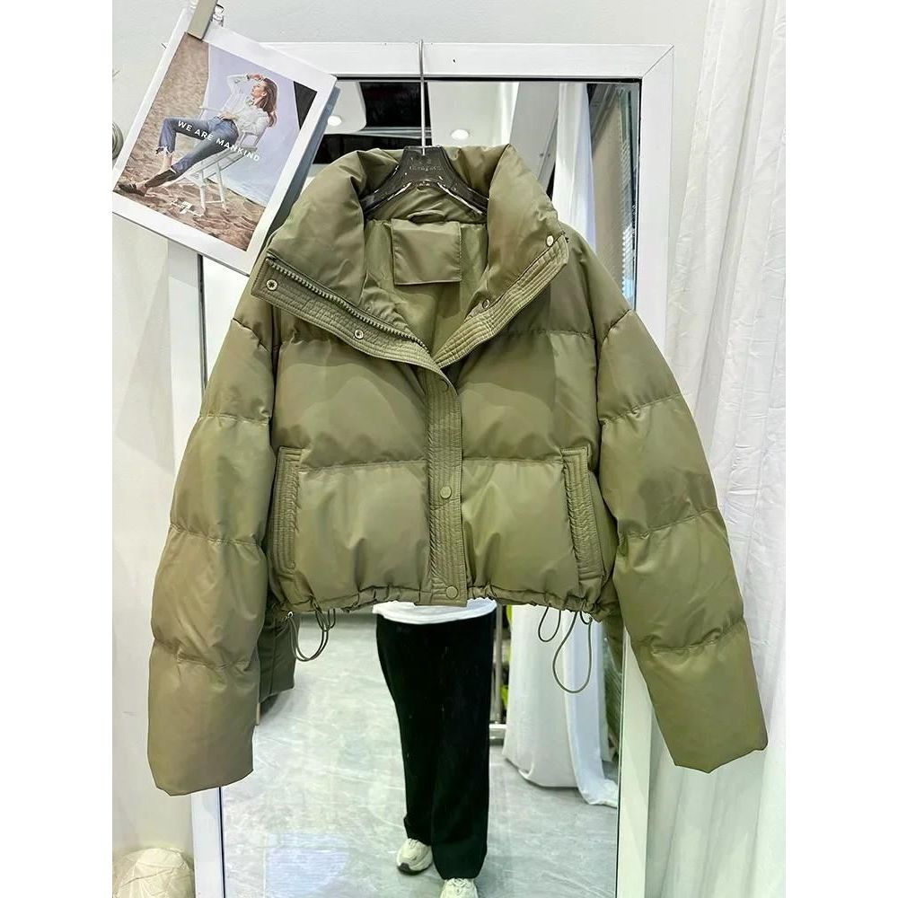 숏패딩 새로운 겨울 여성 다운 코튼 코트 자른 소매 길이 자켓 몸집 작은 패딩 조끼 점퍼 Green M