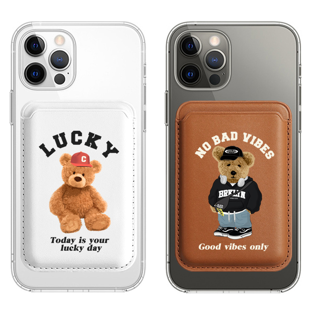 힙한 곰돌이 캐릭터 맥세이프 카드지갑