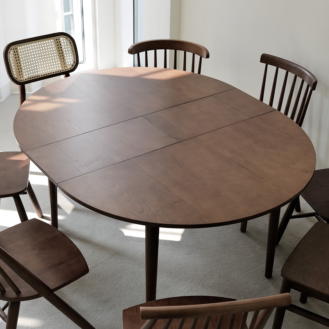 자야캠핑 포르보 월넛 원목 확장형 원형 1200 1500 식탁 테이블