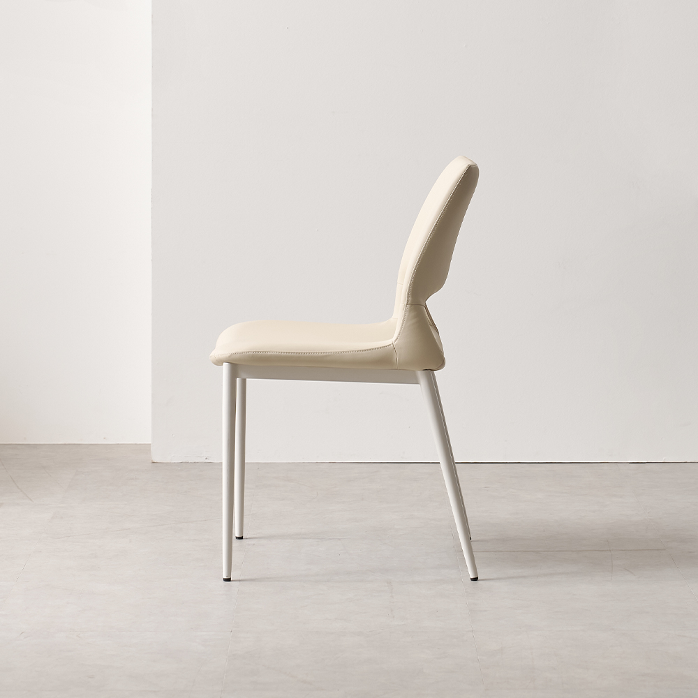 편한 식탁 의자 실리콘 가죽 등받이 샤프 화이트 아이보리
