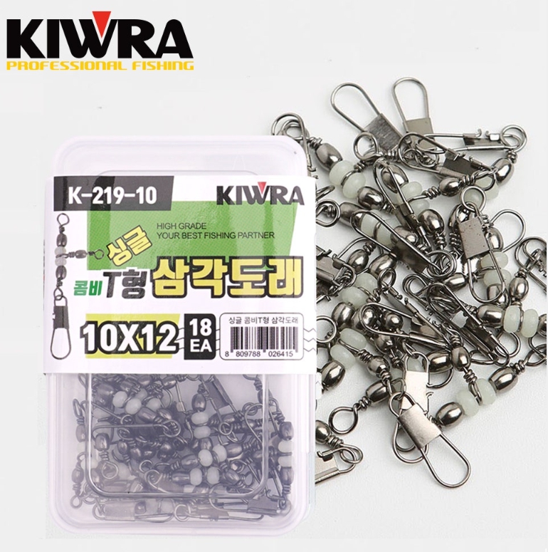 키우라 갑오징어 콤비 축광 티형 삼각 가지 티 핀 스냅 덕용 도래 채비