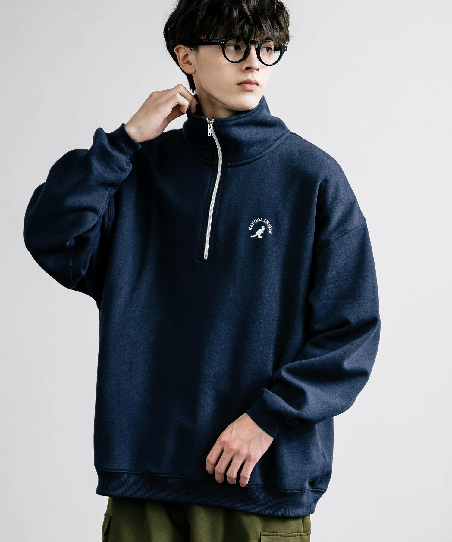 캉골 KANGOL 로고 자수 반집업 기모 스웨트 티셔츠 6컬러 - 상세 이미지 5