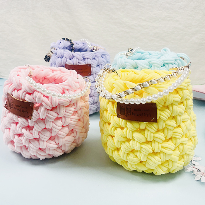 양말목공예 파스텔 미니가방 만들기 DIY 퀄트공예 키트 손가방 뜨개 4종 - 상품 이미지