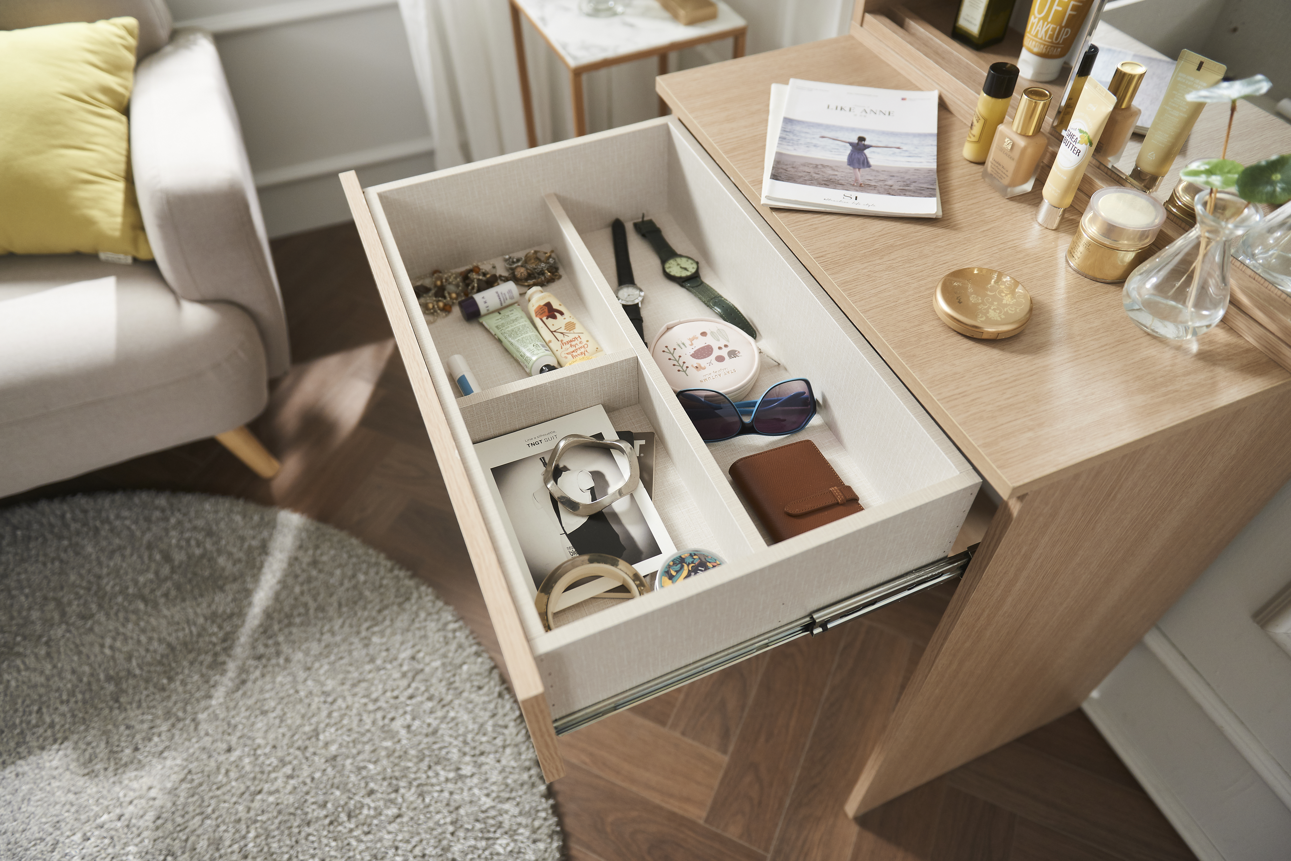 아실리 슬라이딩거울화장대 초등학생 중학생 화장대겸서랍장