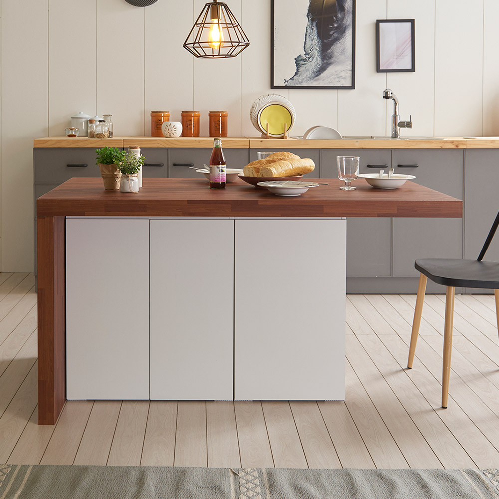 장인가구 프라임 1400 수납형 아일랜드 식탁 홈바테이블