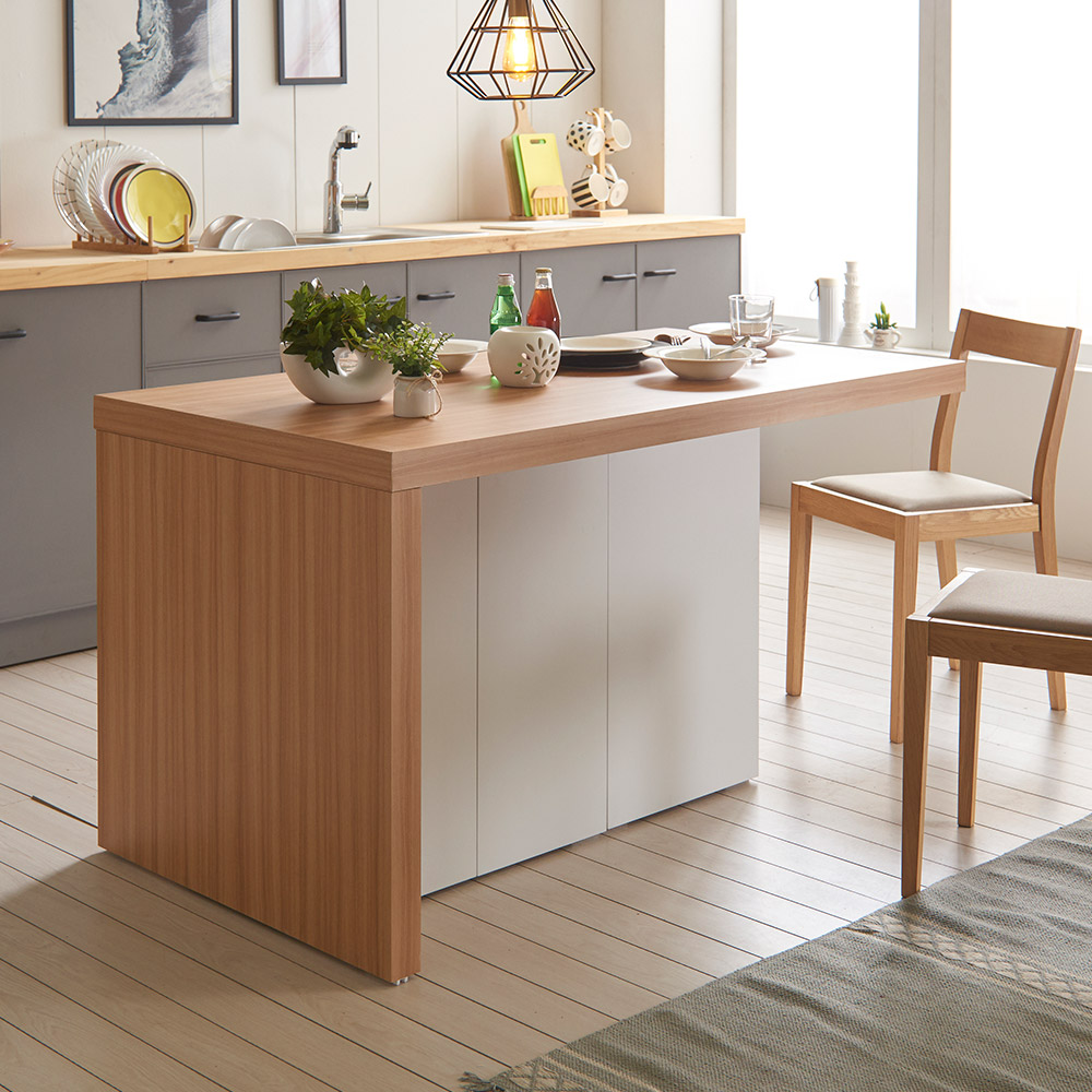 장인가구 프라임 1400 수납형 아일랜드 식탁 홈바테이블