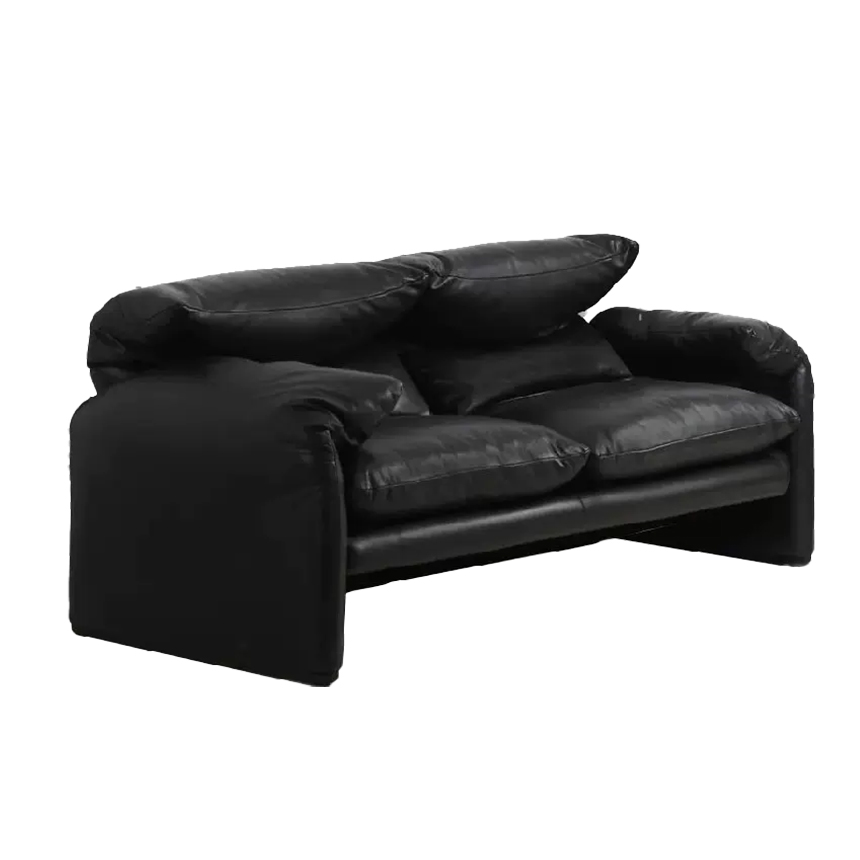 마라룽가 천연 가죽 패브릭 소파 Maralunga Sofa 2인 접촉면 소가죽 - 상품 이미지