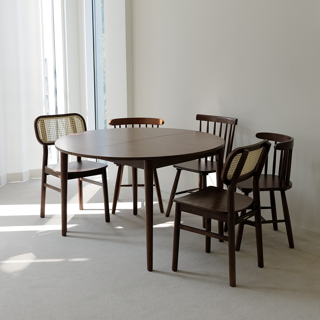 자야캠핑 포르보 월넛 원목 확장형 원형 1200 1500 식탁 테이블