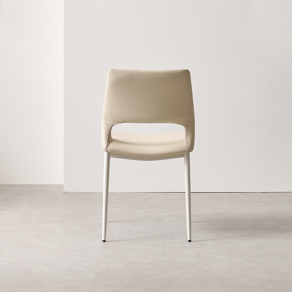 편한 식탁 의자 실리콘 가죽 등받이 샤프 화이트 아이보리