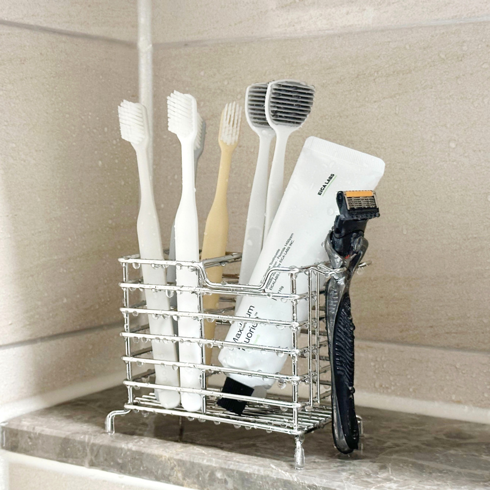 올지 스파이더 칫솔꽂이 면도기 걸이 치약 거치대 통 욕실 화장실 4인 4구, 스텐