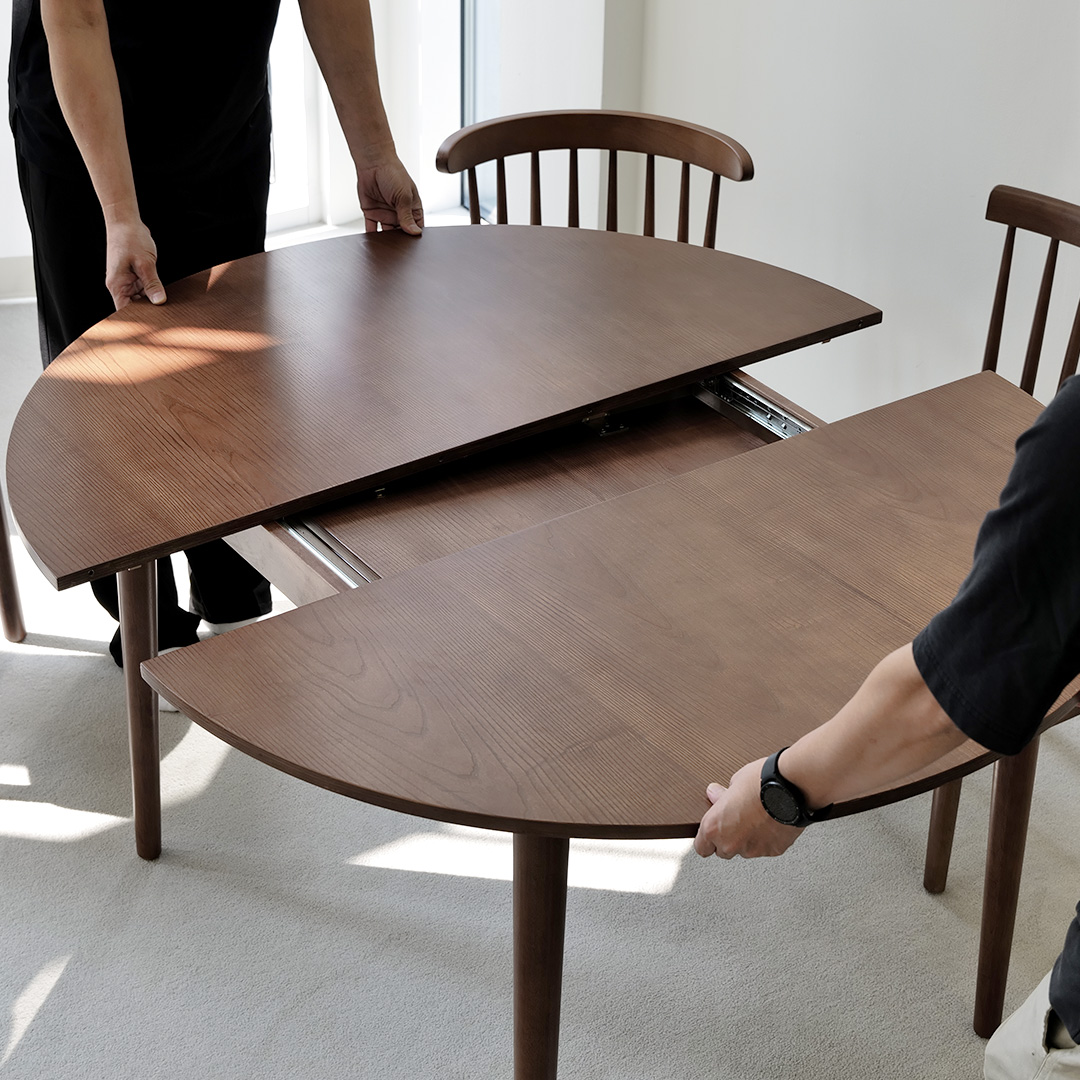 자야캠핑 포르보 월넛 원목 확장형 원형 1200 1500 식탁 테이블