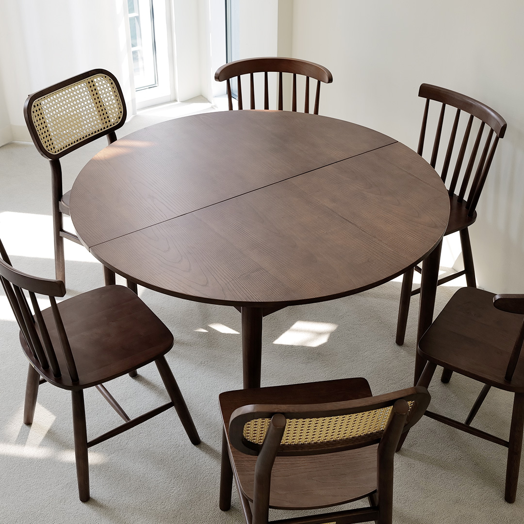 자야캠핑 포르보 월넛 원목 확장형 원형 1200 1500 식탁 테이블