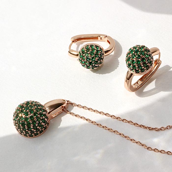 14K G.F  테라드 에메랄드 귀걸이/목걸이 SET SET0419 - 상품 이미지