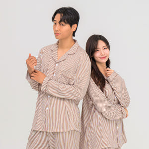 [에이원] 클래식 커플잠옷세트 카라 피치기모 긴팔 파자마 홈웨어 착용 후기 | 사이즈/핏 총정리 - 상품 이미지 2