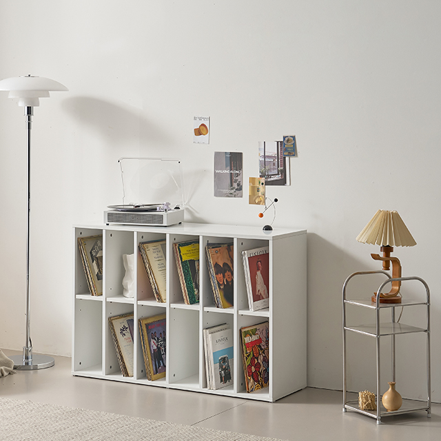 밀리(레트로) 800 속깊은 낮은 2단 책장 거실장 다용도 오픈 수납장 TV다이 오픈책장