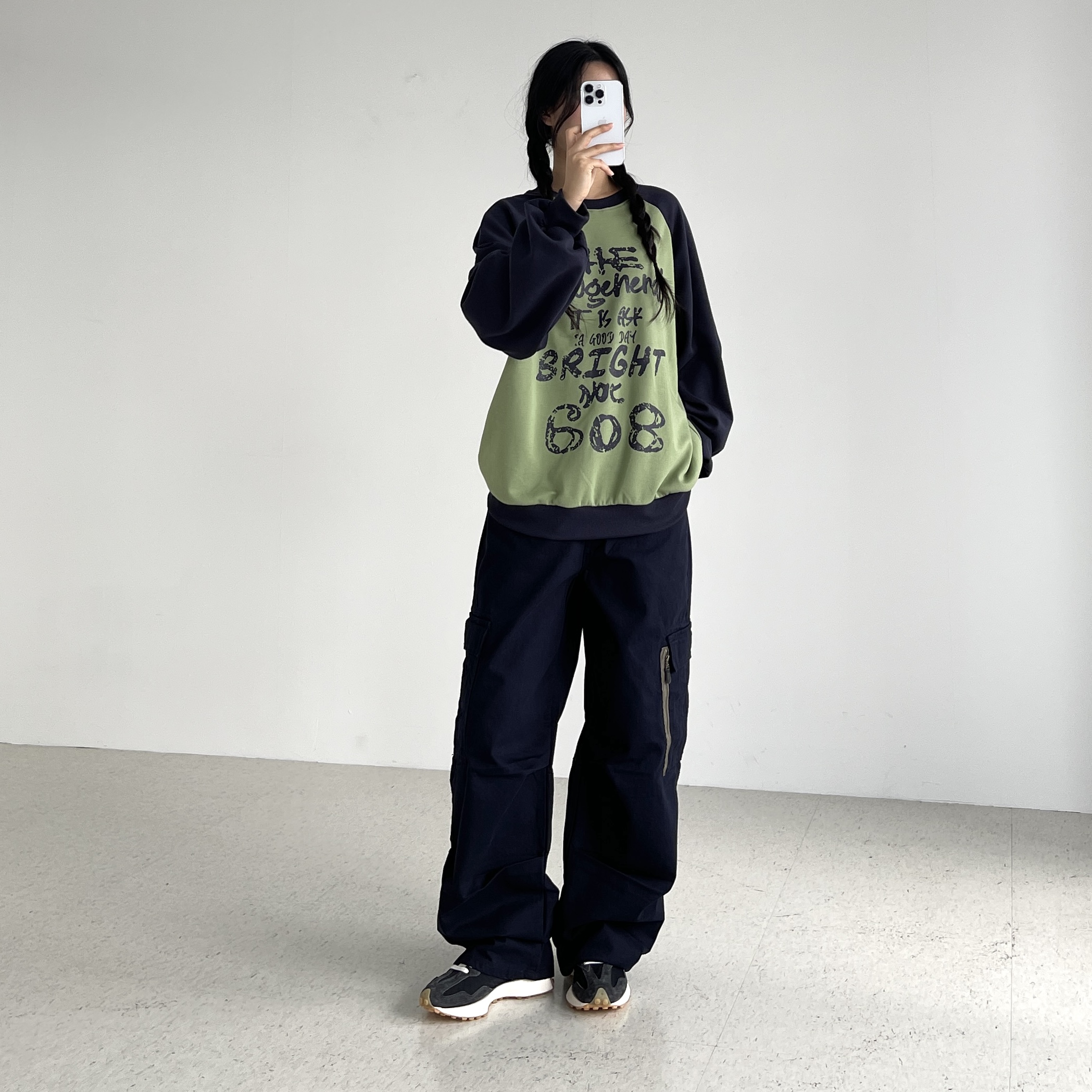 오오티제이 여성 카고팬츠 가을 겨울 코튼 면 벌룬핏 와이드 통 로우라이즈 ootj바지 - 상세 이미지 5